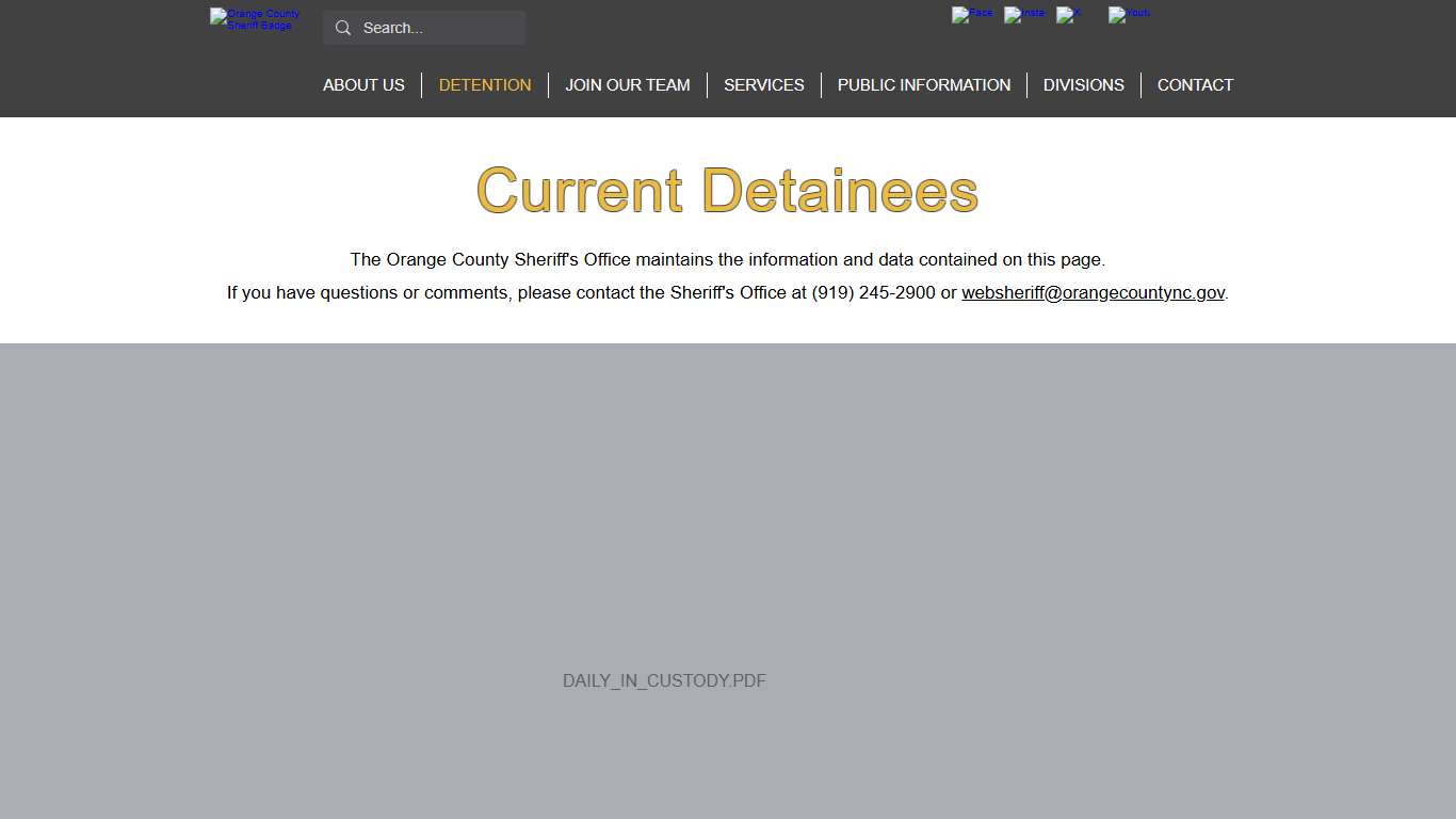 Current Detainees | Ocso New